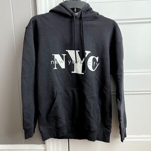 Wali USA "NYC" Black Hoodie Hooded Comfortable Warm Cotton Pullover Sweatshirt S